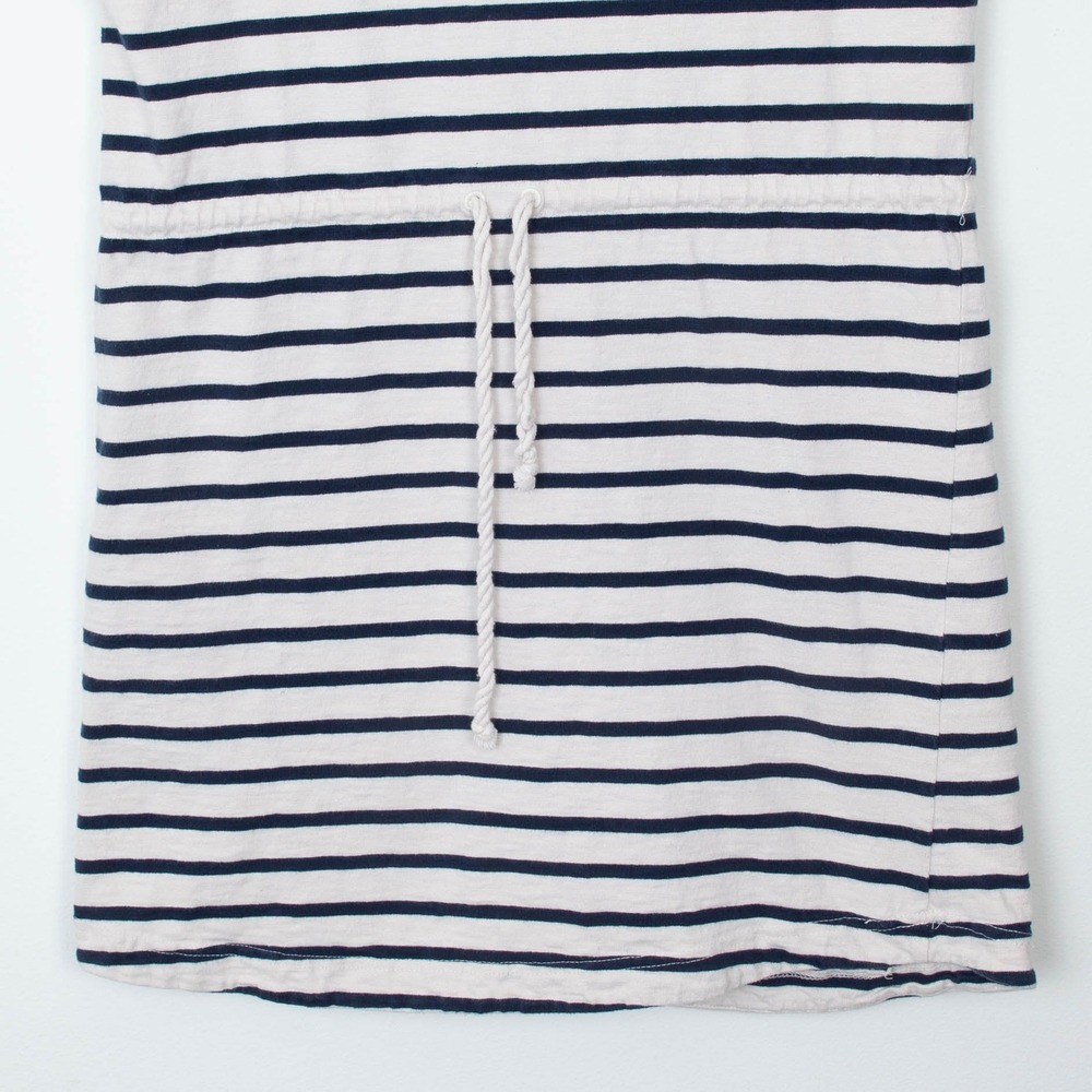 The Black Dog Striped T-Shirt Dress Small Navy Blue Nautical Drawstring Cotton - Picture 5 of 8